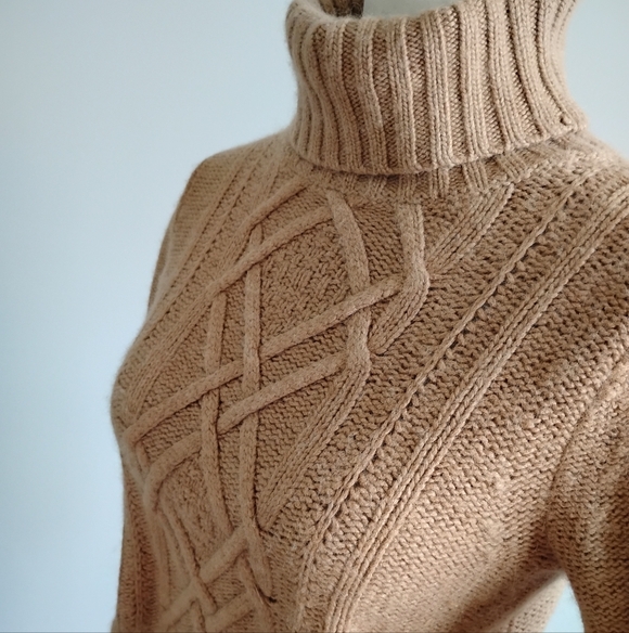 J.Crew Wool Blend Camel Tan Turtleneck Sweater Classic Quiet Luxury Size Small - Picture 6 of 11